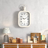 Menterry Small Retro Rectangle Wall Clock, White Antique Vintage Style, Battery Operated Silent Decor Wall Clocks for Farmhouse,Bedroom,Kitchen,Bathroom (11" H x 6.1" W)
