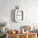 Menterry Small Retro Rectangle Wall Clock, White Antique Vintage Style, Battery Operated Silent Decor Wall Clocks for Farmhouse,Bedroom,Kitchen,Bathroom (11" H x 6.1" W)