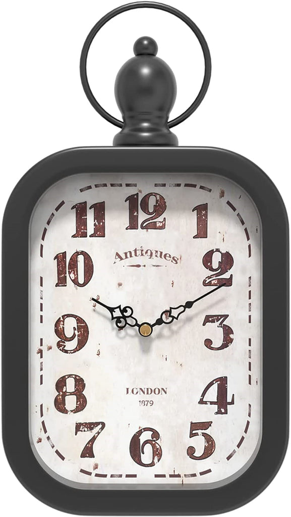 Menterry Small Retro Rectangle Wall Clock, Black Antique Vintage Style, Battery Operated Silent Decor Wall Clocks for Farmhouse,Bedroom,Kitchen,Bathroom (11" H x 6.1" W)