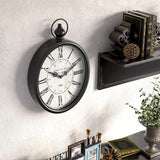 Menterry Oval Retro Wall Clock, Rustic Vintage Style, Old-Fashioned Antique Design, Battery Operated Silent Decor Large Wall Clocks for Kitchen,Farmhouse,Office (15.5" H x 10.5" W)(Black Oval)