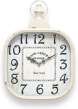 Menterry Square Retro Wall Clock. Old-Fashioned Antique Design Vintage Style. Battery Operated Silent Decor Wall Clocks for Living Room,Farmhouse,Kitchen,Office (14.3" H x 10" W) (White)