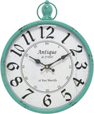 Menterry Retro Wall Clock. Old-Fashioned Antique Design Rustic Vintage Style. Battery Operated Silent Decor Wall Clocks for Kitchen,Farmhouse,Loft,Office, (11.8" H x 9.3" W) (Blue)